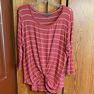 Elite Collection Brick Red Striped Tie-Front Tunic